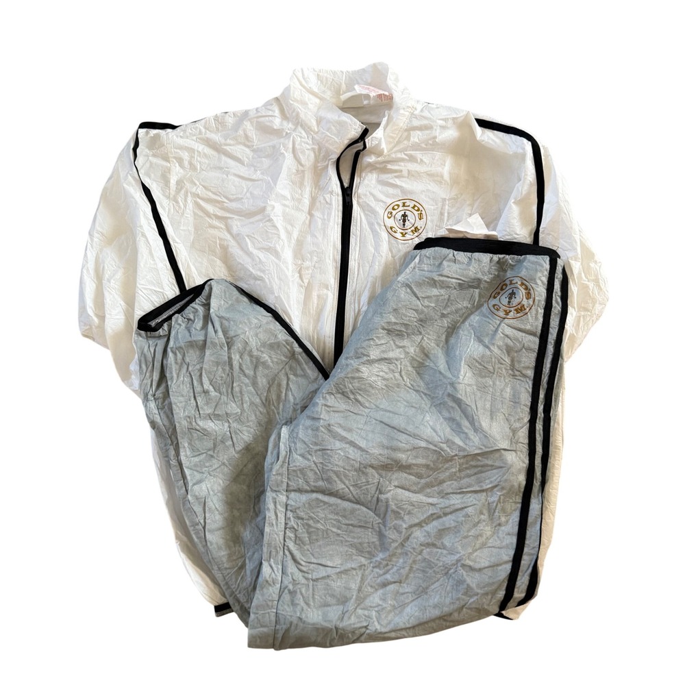 VTG Golds Gym Jacket Pants Set Mens Size Large/XLarge Full‎ Zip Windbreaker